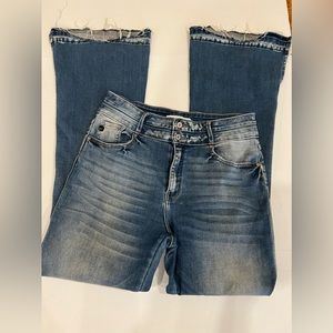 KanCan Curvy Jeans Size 13/30 High Rise Slit Open Released Hem Flare
